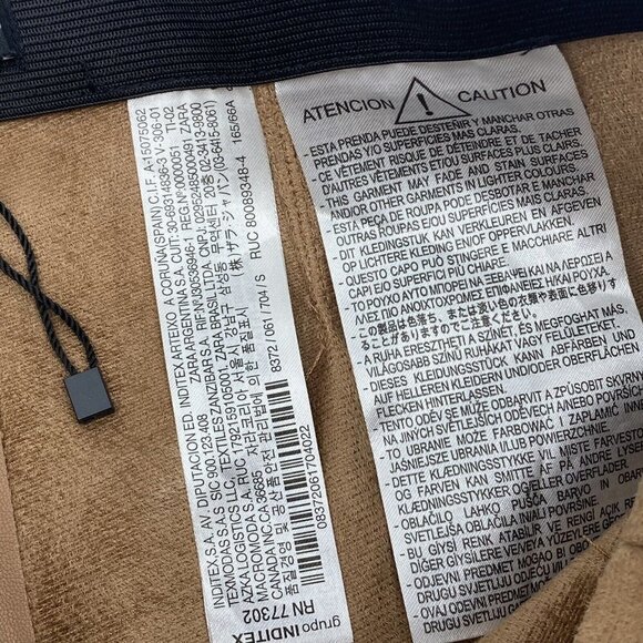 Zara Size Small High Waisted Faux Leather Leggings Camel  Vegan Side Zip NWOT - Picture 6 of 11